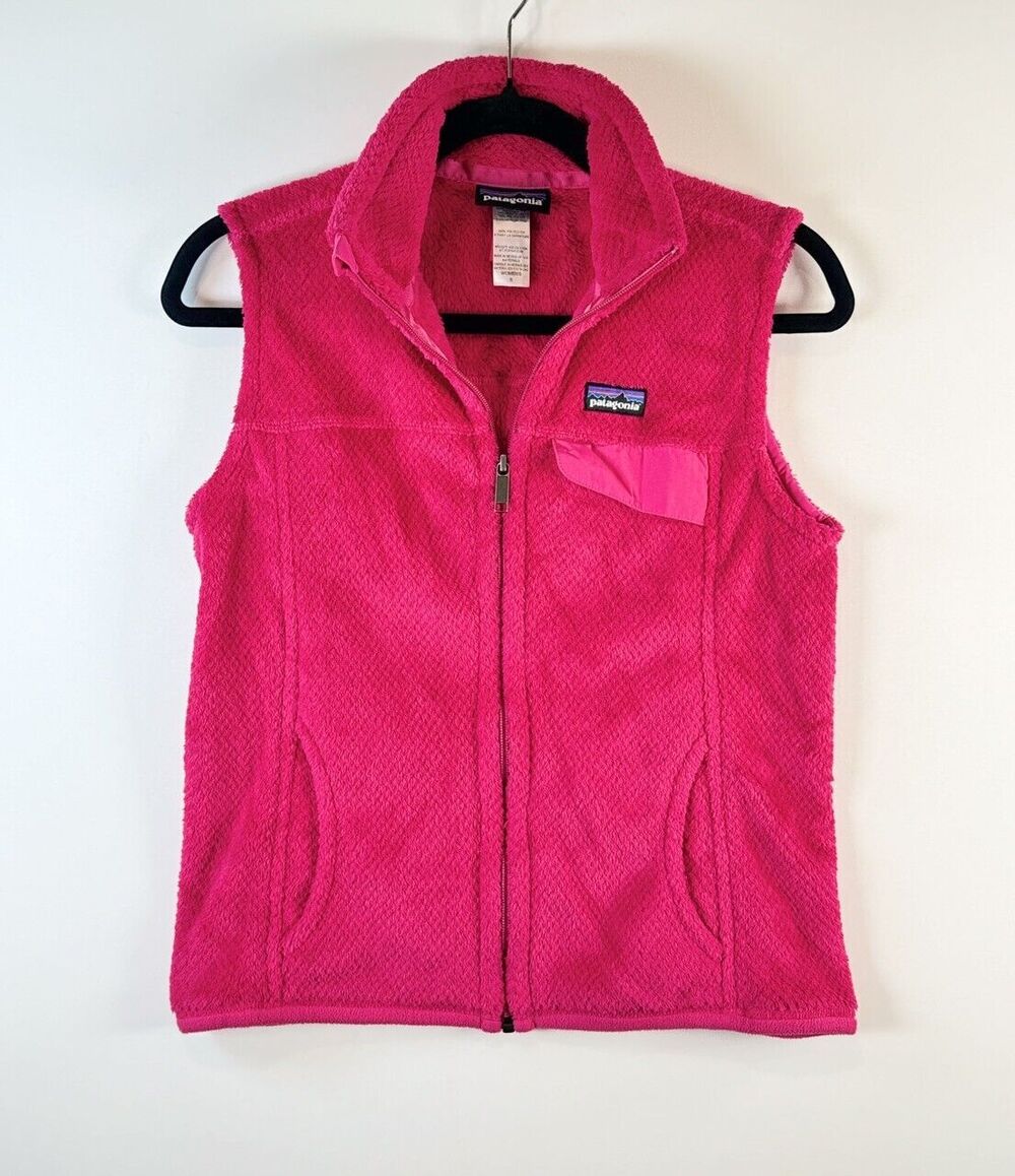 Patagonia Womens Vest Pink Re Tool Full Zip Fleece Mock Neck Sleeveless Small